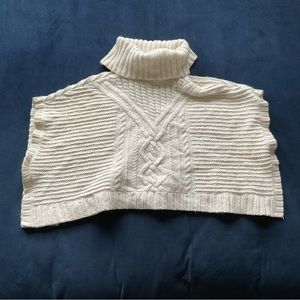 Gap Girls‎ Turtleneck Cable Knit Poncho Cape  Organic White